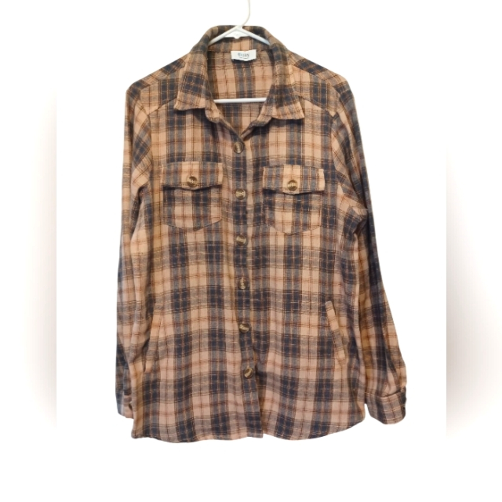 Bluivy Plaid Button Down Shirt - Brown and Black